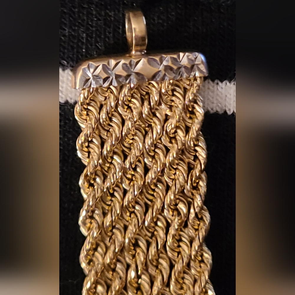 Tri-Color 14k, 8g Gold Rope Chains Angel Bracelet. Yellow, White, Rose Gold - Picture 6 of 12